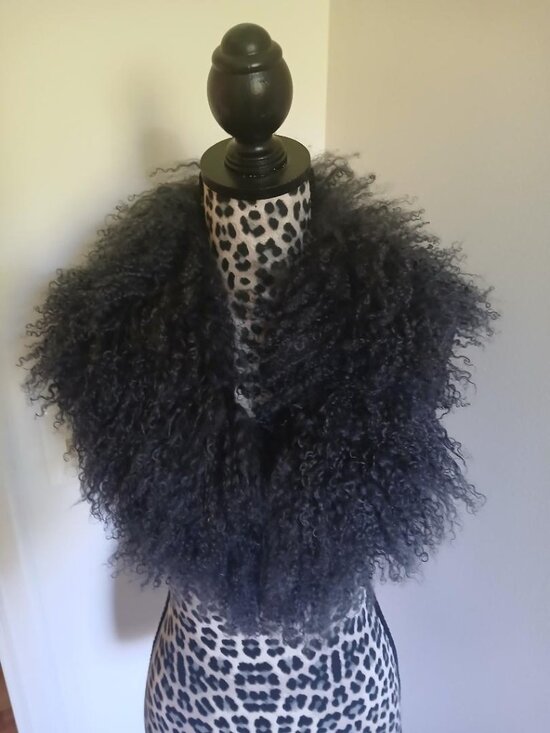 Accessories - NWOT Curly Mongolian Lamb Fur Collar-dark gray-lined on back